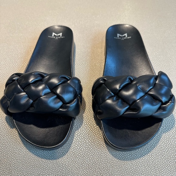 Marc Fisher Shoes - Marc Fisher Woven Leather Black Sandals